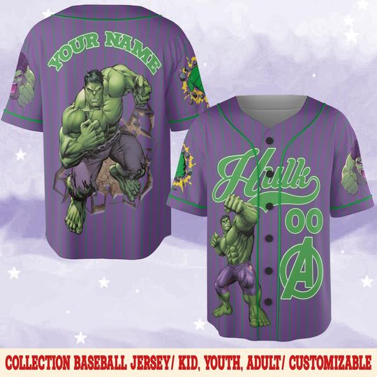 Discover Custom Marvel Hulk Baseball Jersey, Marvels Avengers Baseball Shirt, Baseball Team Disneyland Birthday Boy Gift, Gift For Baseball C1FC25