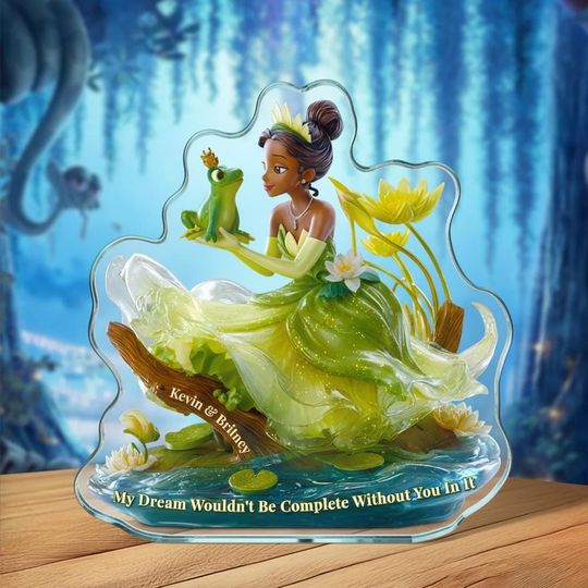 Personalized Tiana Princess Couple Shaped Acrylic Plaque Disney The Princess And The Frog Valentine Anniversary Decor