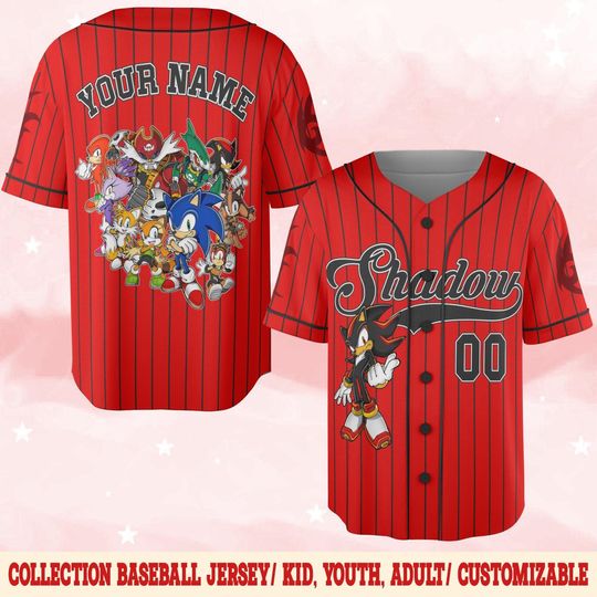 Discover Customized Shadow The Hedgehog Baseball Jersey, Personalized Number And Name Sonic 3 Movie Jersey, Shadow Fan Gift C1E223