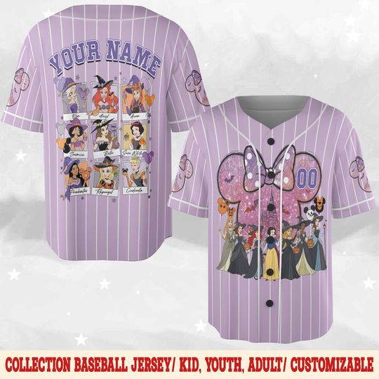 Discover Personalized Disney Princess Halloween Baseball Jersey, Trick or Treat Cinde Rapunzel Disney Girl Trip Kid Youth Adult Baseball D2JZ15