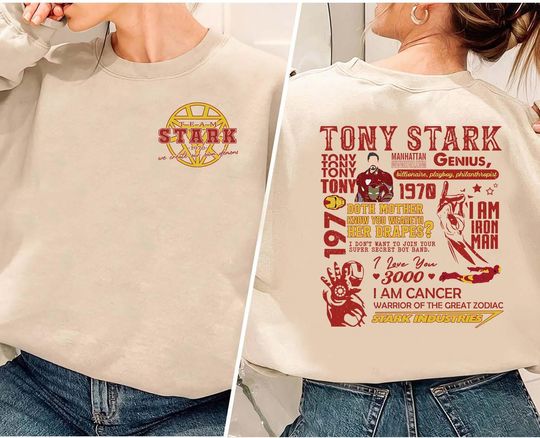 Marvel Iron Man Sweatshirt, Iron Man Sweater, Avengers Superhero Sweater, Tony Stark Est Sweater, Gifts for Her