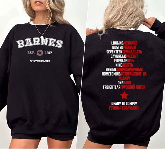 Discover BUCKYY Bn Barnes Sweatshirt, Avengers Sweatshirt, Barnes 1917 Sweater, Superhero Sweatshirt, MCU Fan Gift, Winter Soldier Sweatshirt