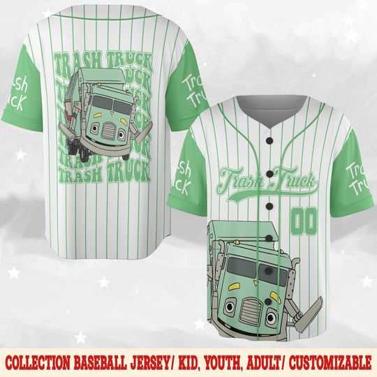 Personalized Trash Truck Baseball Jersey, Trash Truck Family Birthday