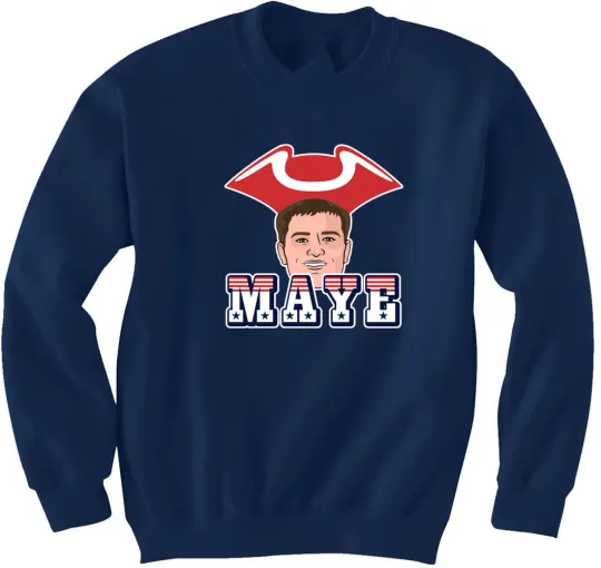 Discover Drake Maye Old School Logo Jersey Crew Neck Sweatshirt