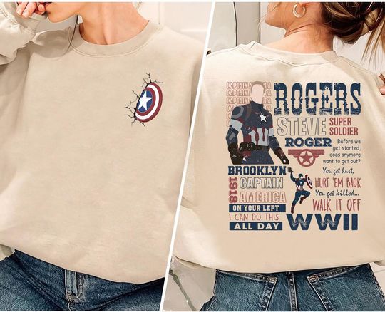 Discover Rogers 1918 Double-sided Sweatshirts, Captain America Sweatshirt, Marvel Sweater, Rogers Sweatshirt, Marvel SuperHero Sweatshirt, MCU Shirts