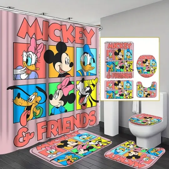 Discover Mickey Mouse & Friends Cute Cartoon Shower Curtain or Bathroom Sets.
