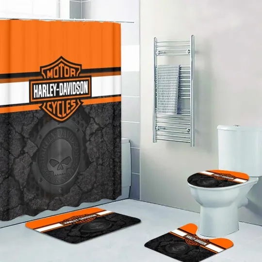 Discover Legendary Haarleyy David Motorcycle v2 Printed Shower Curtain or Bathroom Sets.