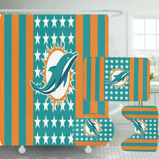 Discover Miami Dolphins ver2 Waterproof Bathroom Sets, Shower Curtain Sets.