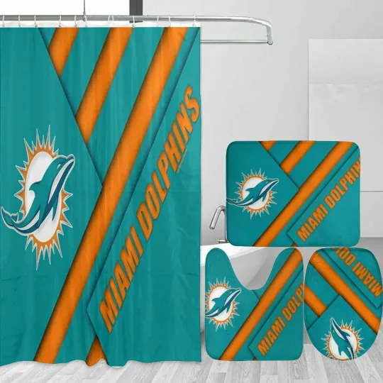 Discover Miami Dolphins Waterproof Ver6 Bathroom Sets, Shower Curtain Sets.
