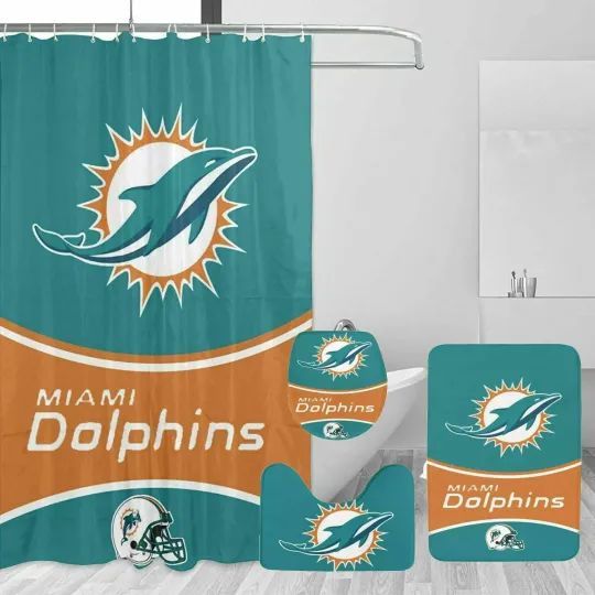 Discover Miami Dolphins Logo Sport Waterproof Shower Curtain Sets.