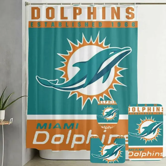 Discover Miami Dolphins EST 1966 Logo Ver2 Waterproof Shower Curtain Sets.