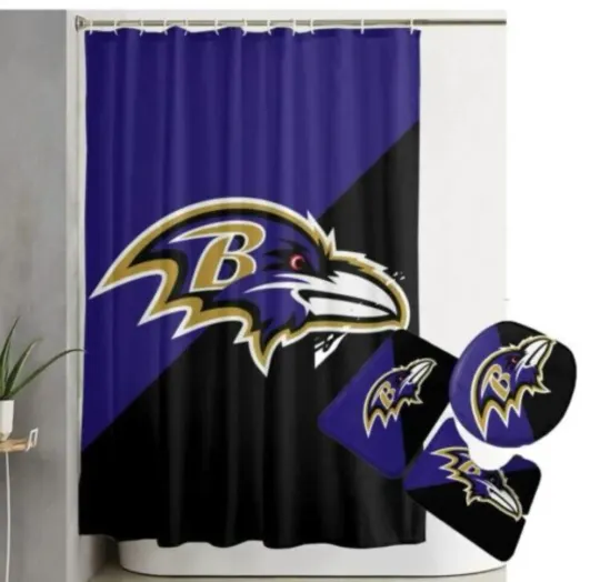 Discover Baltimore Ravens ver10 Logo Waterproof Bathroom Sets, Shower Curtain Sets