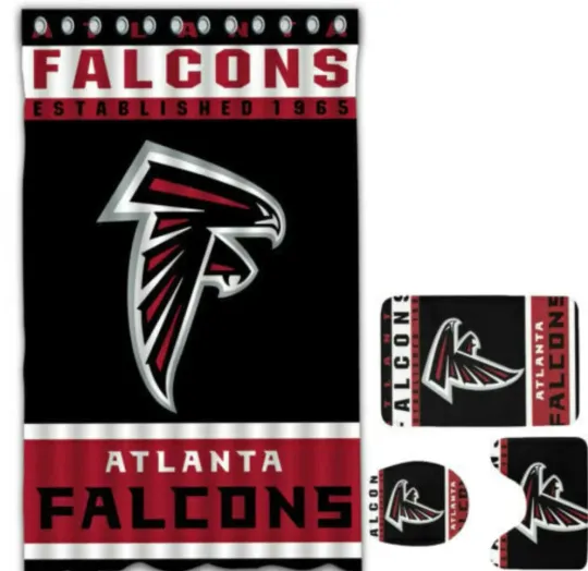 Discover Atlanta Falcons EST 1965 Logo Waterproof Bathroom Sets, Shower Curtain Sets