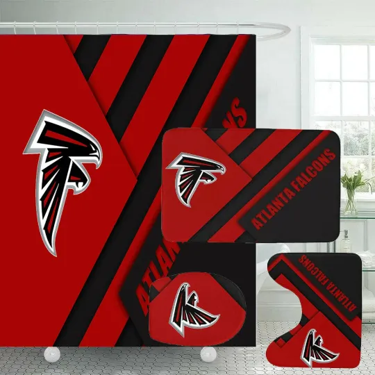 Discover Atlanta Falcons America Logo Waterproof Bathroom Sets, Shower Curtain Sets