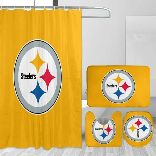 Discover Pittsburgh Steeler Logo Yellow Background Bathroom Sets, Shower Curtain Sets