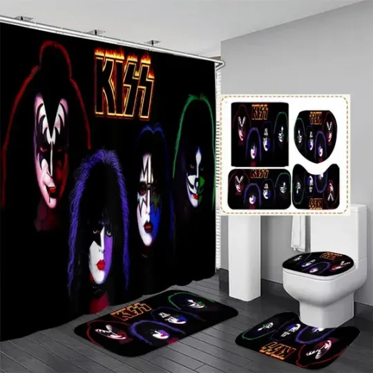 Discover Kiss Band Music Print Waterproof Ver5 Bathroom Sets, Shower Curtain Sets