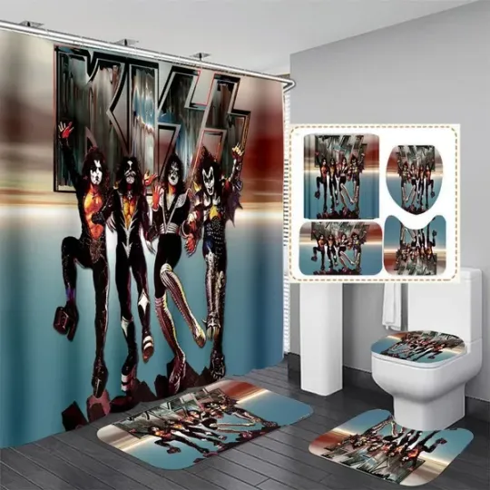 Discover Kiss Band Music Print Waterproof Ver6 Bathroom Sets, Shower Curtain Sets