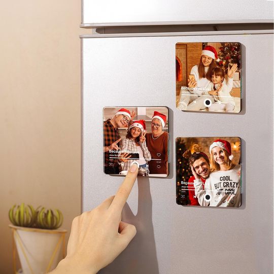 Personalized Music Fridge Magnet with Photo and Song, Play Whole Song Music Box, Voicemail Keepsake Gift for Him