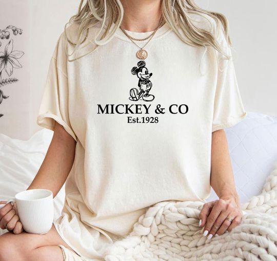 Discover Retro Mickey & Co 1928 Comfort Colors Shirt, Disneyland Shirt, Disney Trip 2025 Shirt, Family Matching Shirt,Disneyworld Shirt,Gift for Kids