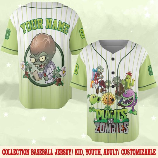 Discover Zombie Vs Plants Baseball Jersey, Zombie Vs Plants Birthday Gift, Personalized Game Birthday Jersey, Game Family Birthday Party D2JT20