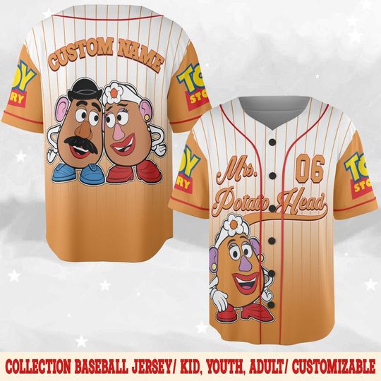 Discover Custom Disney Toy Story Mrs Potato Head Baseball Jersey, Sheriff Woody Buzz Lightyear Jersey, Disney Baseball Team Outfit C1H333