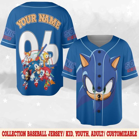 Discover Custom Sonic The Hedgehog Baseball Jersey, Personalized Number & Name Sonic Jersey, Sonic party jersey, Birthday gift for Kids C1H332