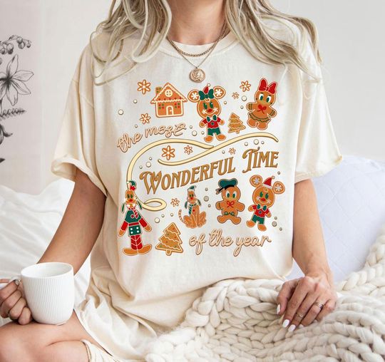 Discover Disney The Most Wonderful Time Of The Year T-Shirt, Mickey & Friends Gingerbread Christmas Party Shirt, Disney Trip Shirt, Christmas Tee