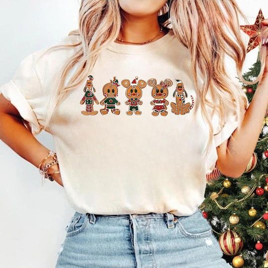 Discover Disney Gingerbead Christmas Shirt, Mickey And Friends Disney Christmas Shirt, Disney Family Tee, Disneyland Christmas Cookies T-Shirt
