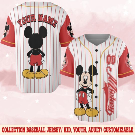 Discover Personalize Disney Vintage Mickey Mouse Jersey, Custom Kid Youth Adult Baseball Jersey, Custom Disney Birthday Gift C1IE20