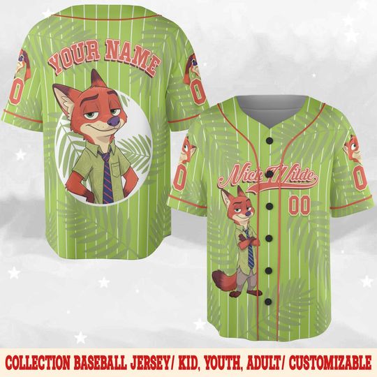 Discover Personalized Zootopia Nick Wilde Baseball Jersey, Disney Nick Wilde Jersey Shirt, Disney Zootopia Baseball Jersey D2JZ11
