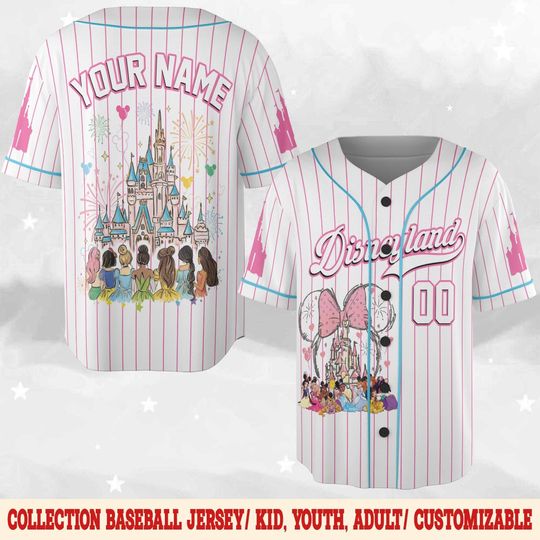 Discover Personalize Disneylan Princess Castle Baseball Jersey, Custom Kid Youth Adult Baseball Jersey, Custom Disney Birthday Gift C1HU11