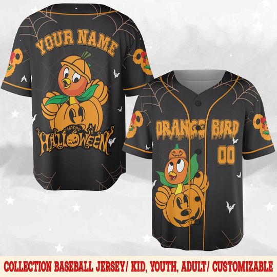 Discover Custom Orange Bird Halloween Baseball Jersey, Orange Bird Epcot Jersey Team, Halloween Jersey Shirt, Trick or Treat Magic Kingdom D2JK12