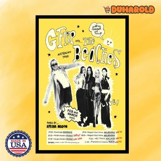 Discover GFlip & The Beaches February & March Tour 2026 Poster Home Decor