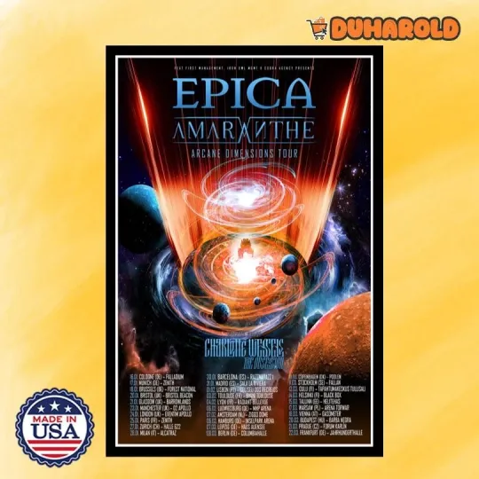 Discover Epica Arcane Dimensions Tour 2026 Poster Home Decor, Wall Art, Fan Gift