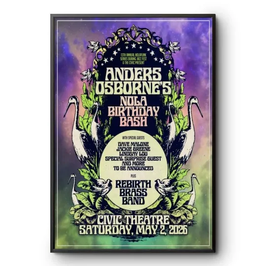 Anders Osborne May 2 2026 New Orleans Tour Poster