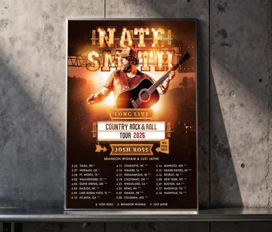 Nate Smith Long Live Country Rock And Roll Tour 2026 North American Poster