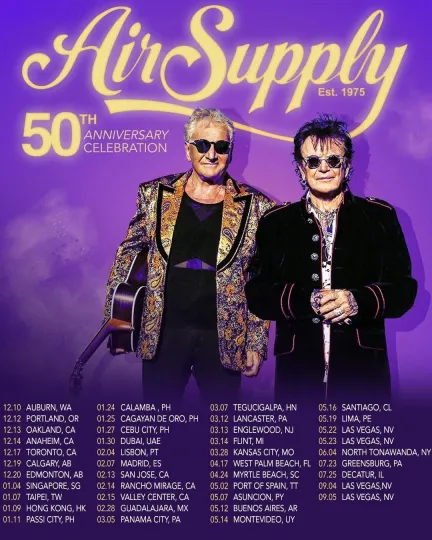 Discover Air Supply Music 2026 tour Poster