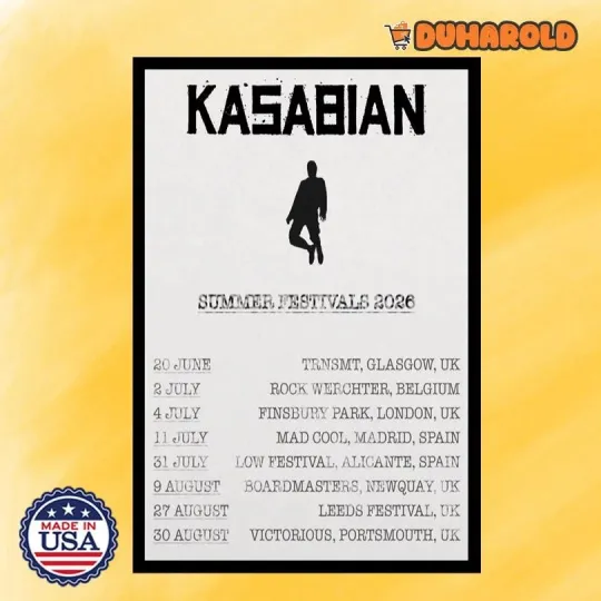 Discover Kasabian Archive Summer Tour 2026 Poster Home Decor, Wall Art, Fan Gift