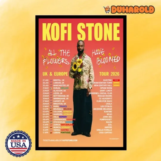 Discover Kofi Stone UK & Europe New Tour 2026 Poster Home Decor, Wall Art, Fan Gift
