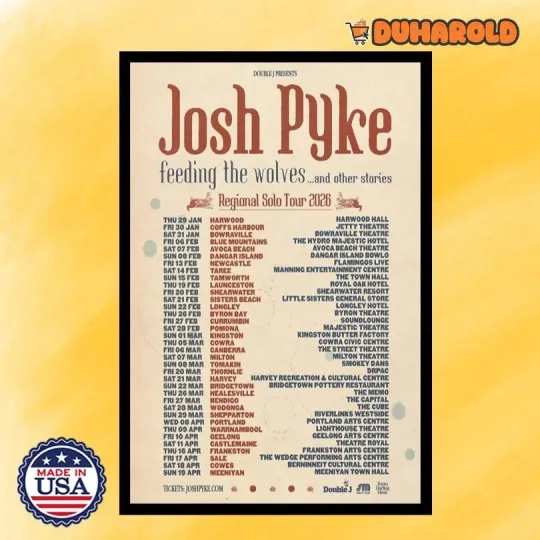 Discover Josh Pyke Regional Solo Tour 2026 Poster Home Decor, Wall Art, Fan Gift