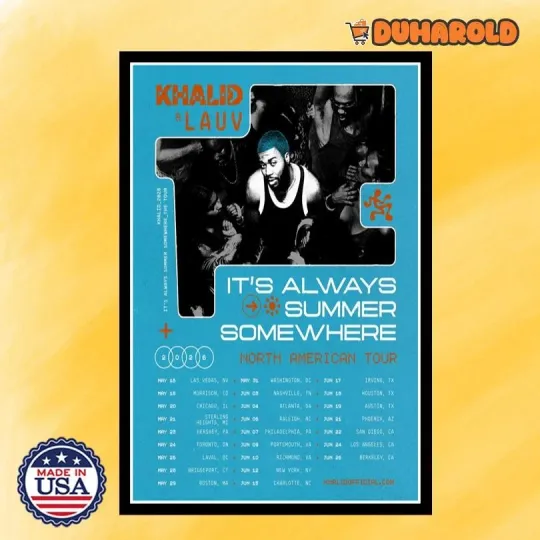Discover Khalid & Lauv North American Tour 2026 Poster Home Decor, Wall Art