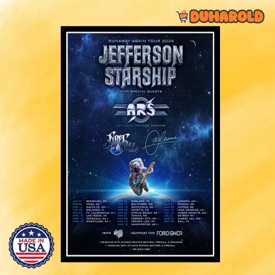Discover Jefferson Starship Runaway Again 2026 Tour Poster Home Decor, Wall Art