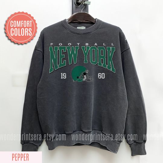 Discover New York Football Retro 80s Vintage Style Comfort Colors Crewneck Sweatshirt, New York Football Tshirt, Jets Sunday Football Fan Gifts FND28