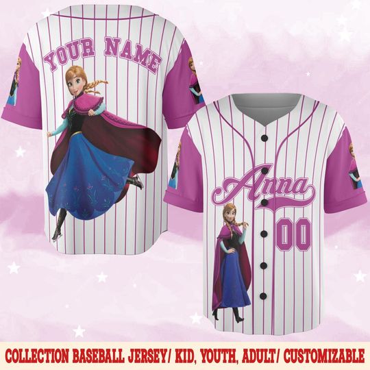 Discover Custom Disney Princess Anna Baseball Jersey, Custom Anna Baseball, Disney Princess Baseball Jersey, Anna Birthday Gift C1HD07