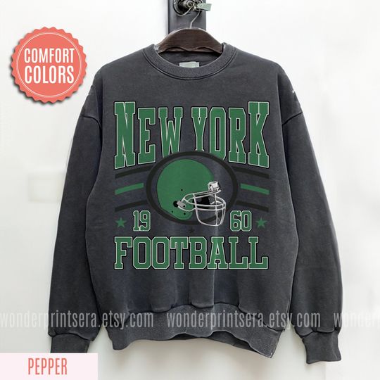 Discover New York Football Retro 80s Vintage Style Comfort Colors Crewneck Sweatshirt, New York Football Tshirt, Jets Sunday Football Fan Gifts FMV28