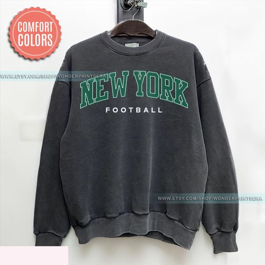 Discover New York Football Retro 80s Vintage Style Comfort Colors Crewneck Sweatshirt, New York Football Tshirt, Jets Sunday Football Fan Gifts FDA28