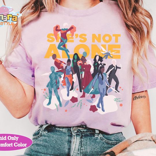 Discover Marvel Avengers Endgame She's Not Alone T-Shirt, MCU Fans Gift, Perfect for Marvel Studios Fans