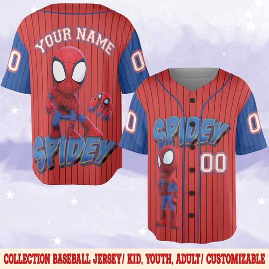 Discover Personalize Spidey and his amazing friend, Kid Youth Adult Spiderman Baseball Jersey Outfit