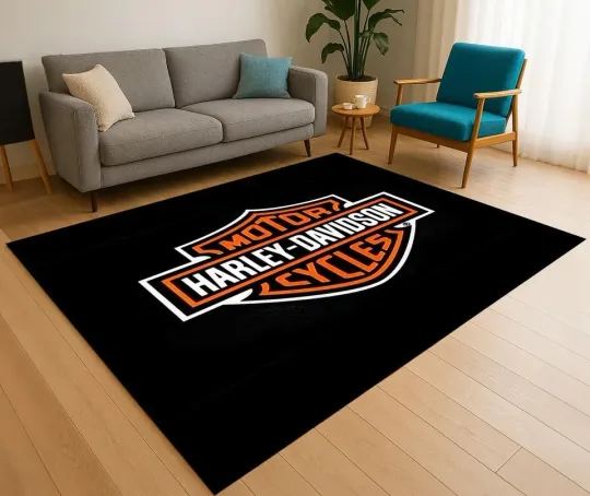 Haarleyy Davidson Motorcycle Rug for Home Decor