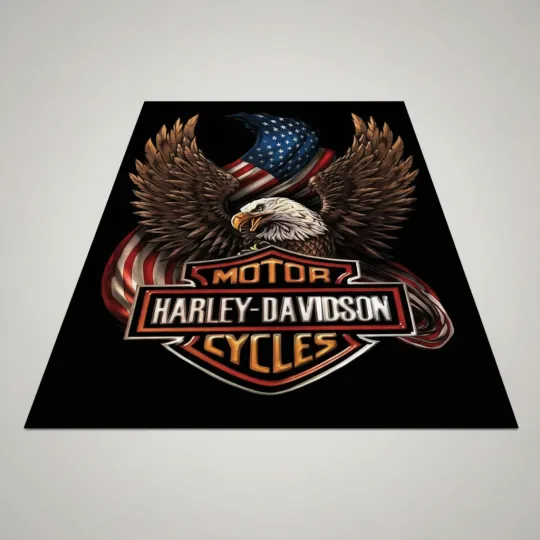 Haarleyy Davidson Motorcycle Rug for Home Decor
